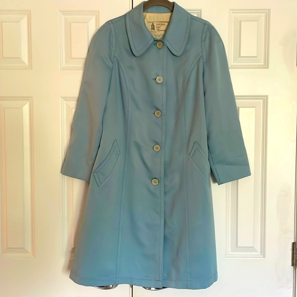 London Fog Vintage, gorgeous, light blue rain jacket women’s size 14 Petite - Picture 1 of 16